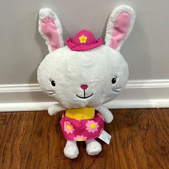 2018 Animal Adventure Bunny Rabbit 15” Plush Stuffed Animal Pink Floral Dress - Picture 3 of 7